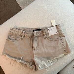 Aeropostale Light Gray Frayed Hem Jean Shorts